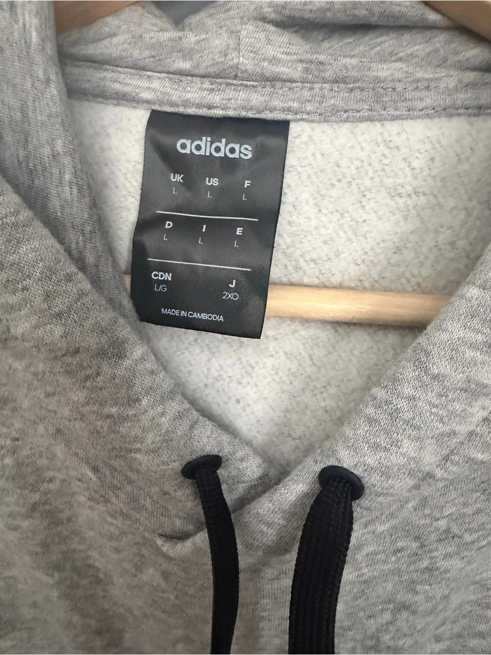 adidas Gray Hoodie with Black Logo and Stripes